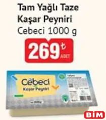 CEBECİ TAM YAĞLI TAZE KAŞAR PEYNİRİ 1000 G